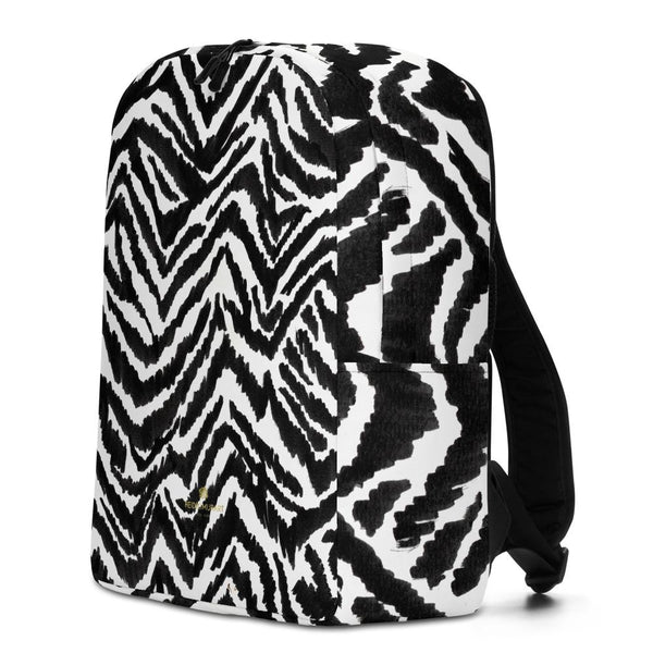 Chic Black White Zebra Animal Print Laptop Travel Commuter Minimalist Backpack- Made in EU-Minimalist Backpack-Heidi Kimura Art LLC