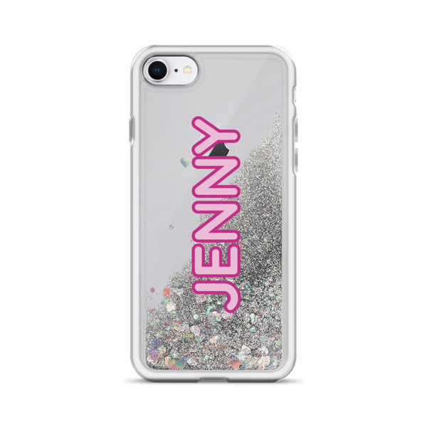 Custom Name Liquid Glitter Phone Case, Personalized Best iPhone Case-Heidi Kimura Art LLC-Silver-iPhone SE-Heidi Kimura Art LLC