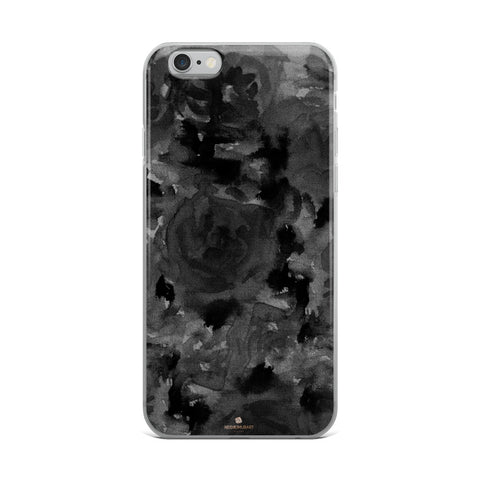 Gray Floral Print iPhone Case, Abstract Rose Floral Print iPhone Cellphone Phone Case-Phone Case-iPhone 6 Plus/6s Plus-Heidi Kimura Art LLC