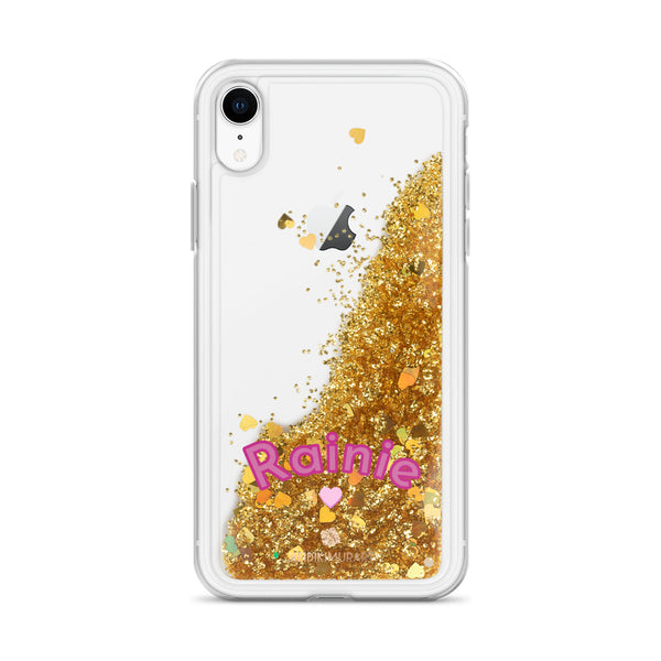 Custom Name Glitter iPhone Case, Liquid Glitter Phone Case-Heidi Kimura Art LLC-Gold-iPhone XR-Heidi Kimura Art LLC
