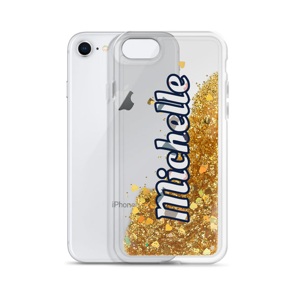 Personalized Liquid Glitter Phone Case, Custom Name Designer iPhone Case-Heidi Kimura Art LLC-Gold-iPhone SE-Heidi Kimura Art LLC