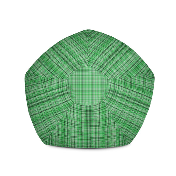 Green Tartan Plaid Print Water Resistant Polyester Bean Sofa Bag-Bean Bag-Heidi Kimura Art LLC
