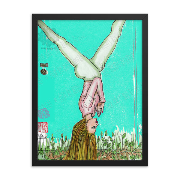 Inverted Yoga Pose Yoga Studio Art Print Framed Matte Paper Poster - Made in USA-Art Print-18×24-Heidi Kimura Art LLC