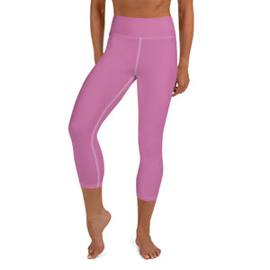 Light Pink Bridesmaid Text Print Bridal Party Yoga Capri Leggings Pants-Made in USA-Capri Yoga Pants-XS-Heidi Kimura Art LLC