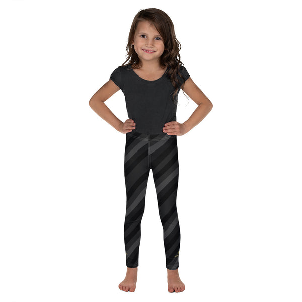 Gray Diagonal Striped Kid's Leggings, Best Kid's Stretchy Comfy Tights- Made in USA/EU-Kid's Leggings-2T-Heidi Kimura Art LLC