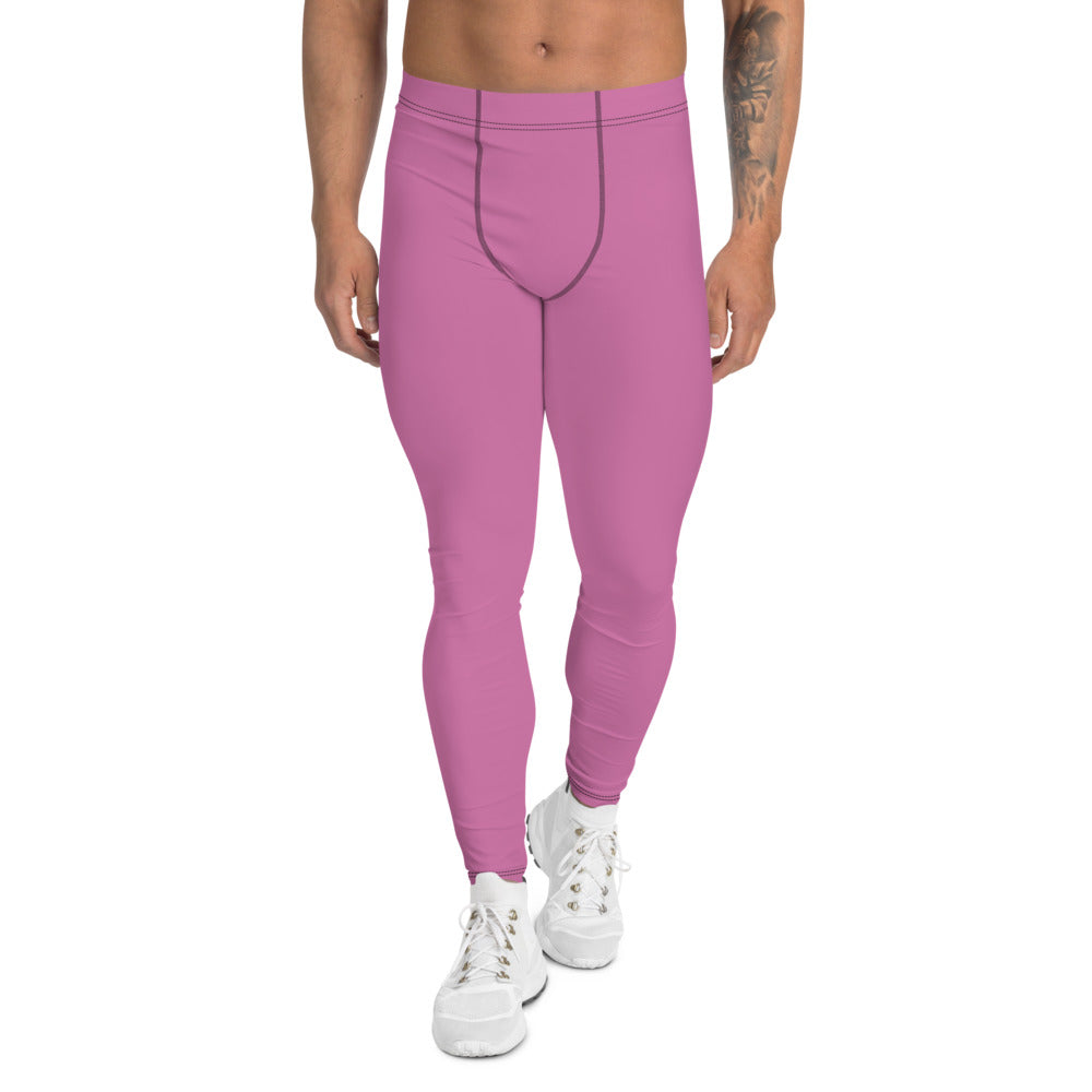 Baby Pink Men's Leggings, Solid Color Modern Meggings Compression Tights-Heidi Kimura Art LLC-XS-Heidi Kimura Art LLC Baby Pink Men's Leggings, Solid Color Modern Meggings, Men's Leggings Tights Pants - Made in USA/EU (US Size: XS-3XL) Sexy Meggings Men's Workout Gym Tights Leggings