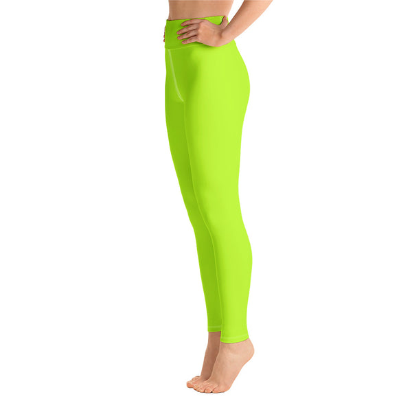 Women's Neon Green Solid Color Active Wear Fitted Leggings Sports Long Yoga Pants-Leggings-6XL-Heidi Kimura Art LLC Neon Green Women's Leggings, Women's Neon Green Solid Color Active Wear Fitted Sports Leggings Sports Long Yoga & Barre Pants - Made in USA/EU (US Size: XS-6XL)