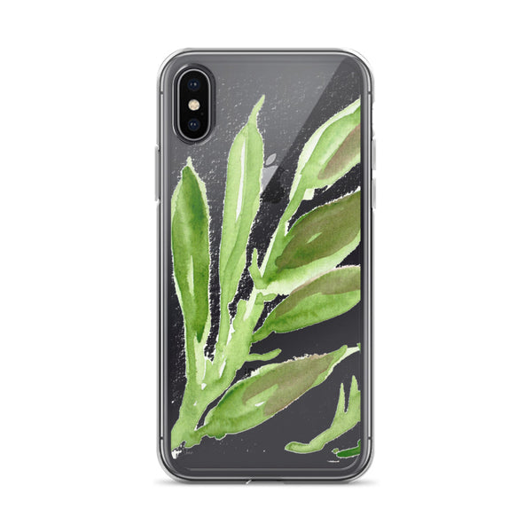 Green Leave Watercolor Print, iPhone X | XS | XR | XS Max | 8 | 8+ | 7| 7+ |6/6S | 6+/6S+ Case- Made in USA-Phone Cases-iPhone X-Heidi Kimura Art LLC