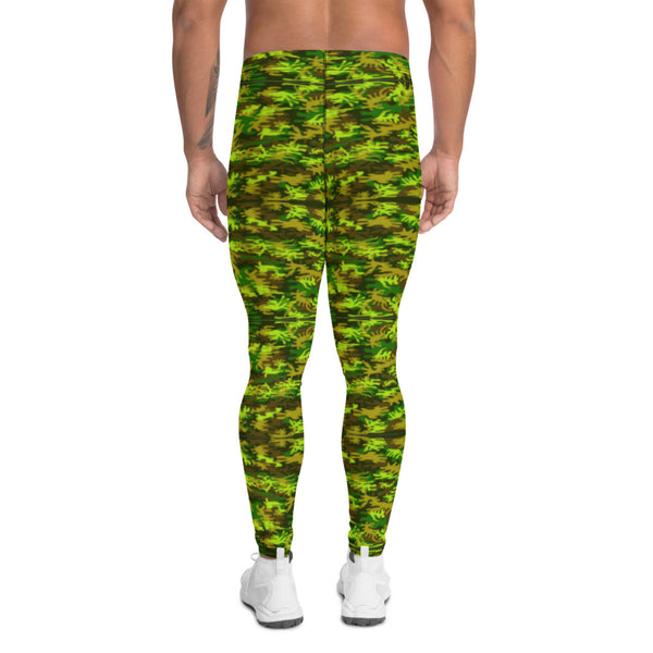 Green Camo Men's Leggings-Heidikimurart Limited -Heidi Kimura Art LLCGreen Camo Print Meggings, Camouflage Military Green Army Print Men's Yoga Pants Running Leggings & Fetish Tights/ Rave Party Costume Meggings, Compression Pants- Made in USA/ Europe/ MX (US Size: XS-3XL)