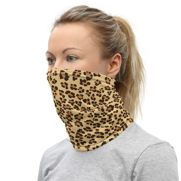 Brown Leopard Neck Gaiter, Animal Print Unisex Face Shield Bandana, Headband-Made in USA/EU-Heidi Kimura Art LLC-Heidi Kimura Art LLCBrown Leopard Neck Gaiter, Animal Print Face Mask Shield, Luxury Premium Quality Cool And Cute One-Size Reusable Washable Scarf Headband Bandana - Made in USA/EU, Face Neck Warmers, Non-Medical Breathable Face Covers, Neck Gaiters  