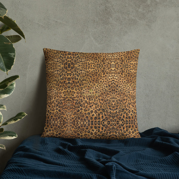 Leopard Print Decorative Pillow With Machine-Washable Case-Made in USA/EU-Heidi Kimura Art LLC-22×22-Heidi Kimura Art LLC