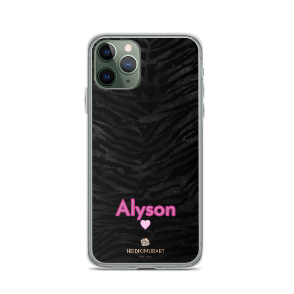 Personalized Tiger Stripe iPhone Case, Black Animal Print Phone Case-Heidi Kimura Art LLC-iPhone 11 Pro-Heidi Kimura Art LLC