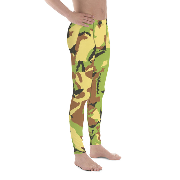 Green Camo Camouflage Military Army Abstract Print Sexy Meggings-Made in USA/ EU-Men's Leggings-Heidi Kimura Art LLC