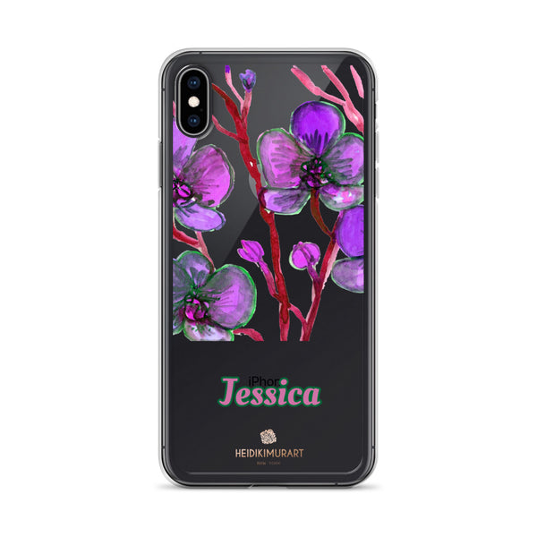 Orchid Custom Name iPhone Case, Personalized Floral Phone Case-Heidi Kimura Art LLC-iPhone XS Max-Heidi Kimura Art LLC