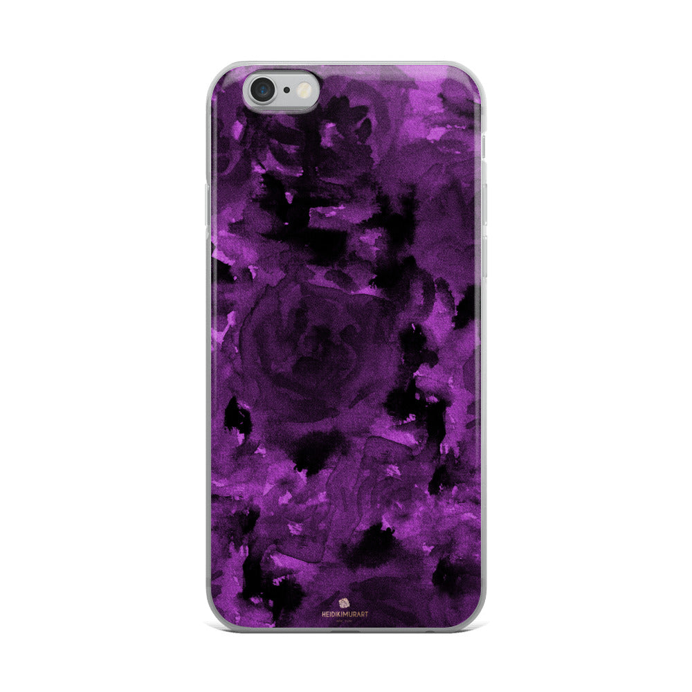 Deep Royal Purple Rose Floral Print, iPhone X | XS | XR | XS Max | 8 Case- Made in USA-Phone Case-iPhone 6 Plus/6s Plus-Heidi Kimura Art LLC
