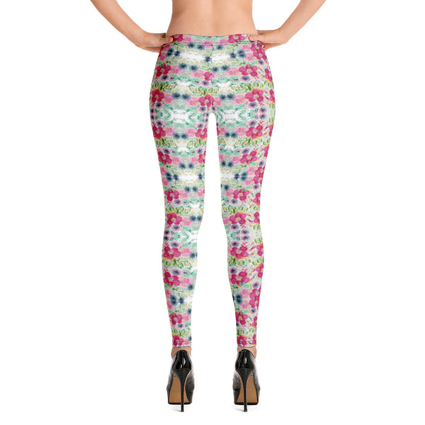 Pink Rose Floral Leggings-Heidikimurart Limited -XS-Heidi Kimura Art LLC