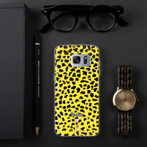 Yellow Leopard Print Samsung Case, Personalized Custom Name Phone Case-Heidi Kimura Art LLC-Samsung Galaxy S7 Edge-Heidi Kimura Art LLC