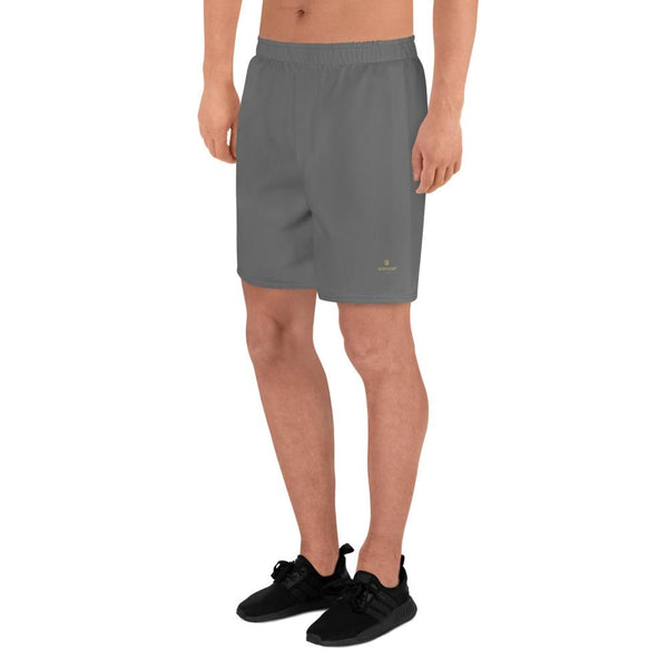 Dark Gray Solid Color Premium Quality Men's Athletic Long Shorts - Made in Europe-Men's Long Shorts-Heidi Kimura Art LLC