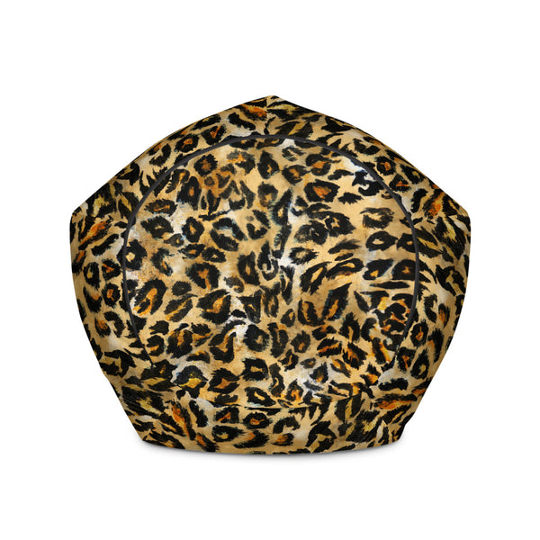 Brown Leopard Animal Print Water Resistant Polyester Bean Sofa Bag-Bean Bag-Heidi Kimura Art LLC