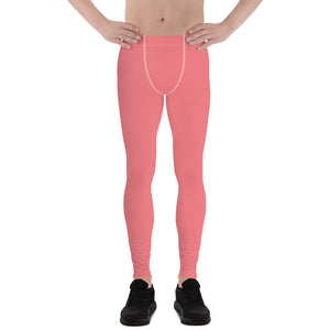Peach Pink Solid Color Premium Soft Men's Leggings- Made in USA/EU (US Size: XS-3XL)-Men's Leggings-XS-Heidi Kimura Art LLC