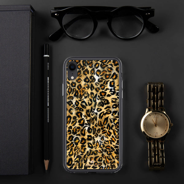 Brown Leopard Animal Print Stylish Tough BPA-Free Sleek iPhone Case- Made in USA-Phone Case-iPhone XR-Heidi Kimura Art LLC