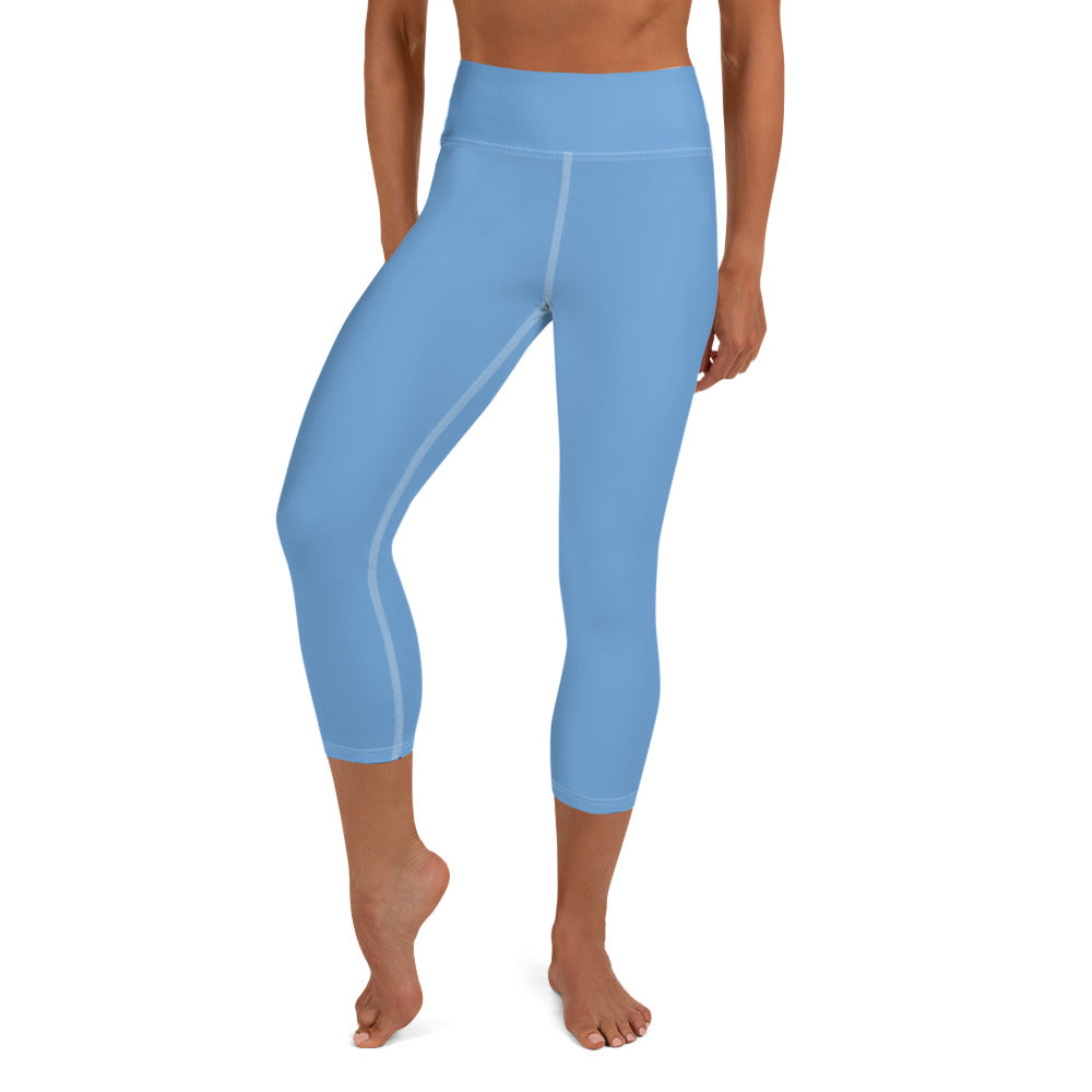 Baby Blue Bridesmaid Capri Leggings, Premium Designer Women's Yoga Capris-Made in USA-Capri Yoga Pants-XS-Heidi Kimura Art LLC