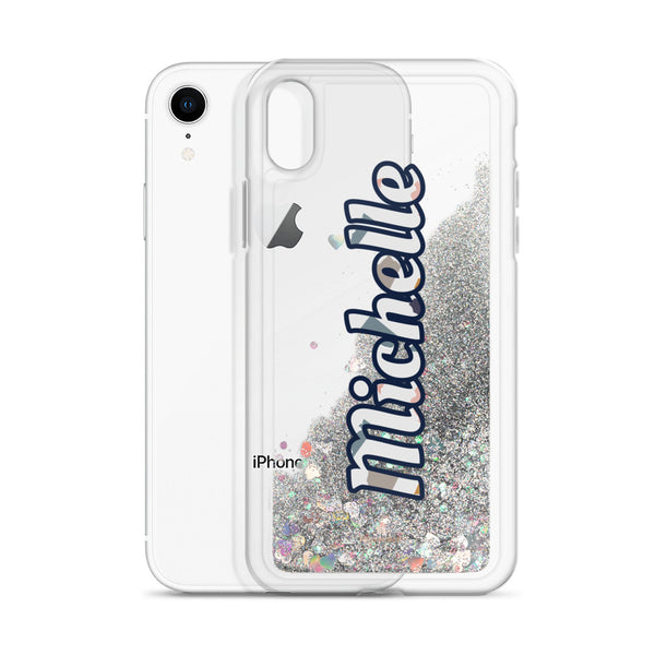 Personalized Liquid Glitter Phone Case, Custom Name Designer iPhone Case-Heidi Kimura Art LLC-Silver-iPhone XR-Heidi Kimura Art LLC