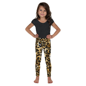 Brown Leopard Animal Print Premium Kid's Leggings Fitness Pants - Made in USA/EU-Kid's Leggings-2T-Heidi Kimura Art LLC