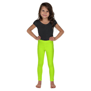Lime Neon Green Solid Color Print Kid's Leggings Elastic Tight Pants- Made in USA/EU-Kid's Leggings-2T-Heidi Kimura Art LLC
