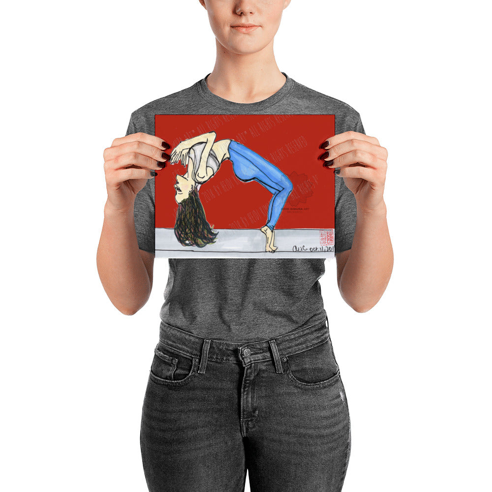 Backbend Brunette Yogini Yoga Pose Art Poster For Yoga Studios, Made in USA/ Europe-Art Print-8×10-Heidi Kimura Art LLC