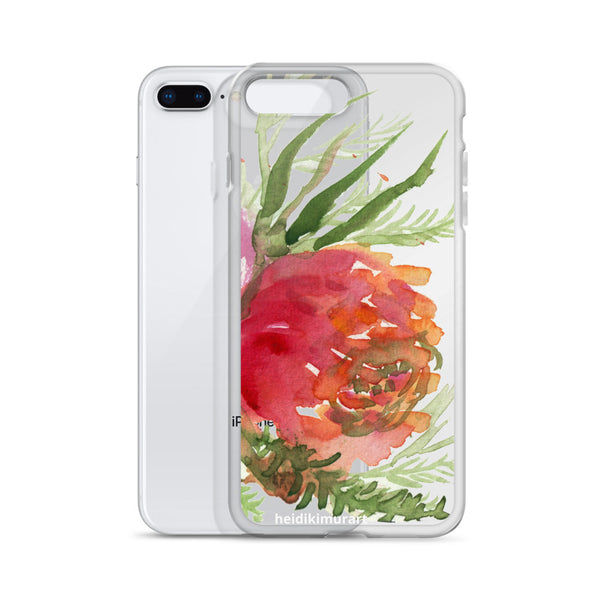 Orange Red Rose Floral Print, iPhone X | XS | XR | XS Max | 8 | 8+ | 7| 7+ |6/6S | 6+/6S+ Case- Made in USA-Phone Cases-Heidi Kimura Art LLC