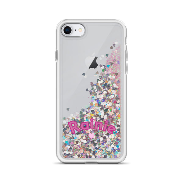 Custom Name Glitter iPhone Case, Liquid Glitter Phone Case-Heidi Kimura Art LLC-Pink-iPhone SE-Heidi Kimura Art LLC