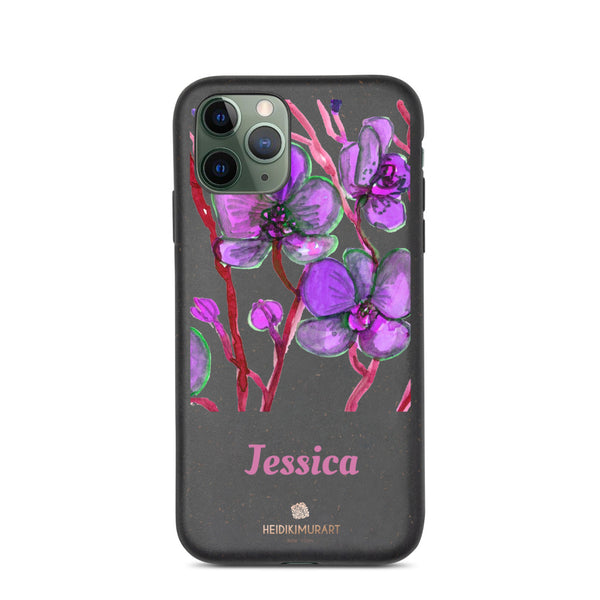 Custom Name Orchid iPhone Case, Biodegradable Personalized Phone Case-Heidi Kimura Art LLC-iPhone 11 Pro-Heidi Kimura Art LLC