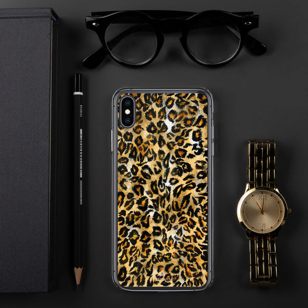 Brown Leopard Animal Print Stylish Tough BPA-Free Sleek iPhone Case- Made in USA-Phone Case-iPhone XS Max-Heidi Kimura Art LLC