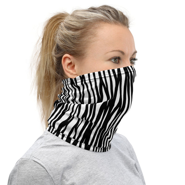 Zebra Print Neck Gaiter, Animal Print Unisex Bandana Face Shield Coverings-Made in USA/EU-Heidi Kimura Art LLC-Heidi Kimura Art LLCZebra Print Neck Gaiter, Animal Print Face Mask Shield, Luxury Premium Quality Cool And Cute One-Size Reusable Washable Scarf Headband Bandana - Made in USA/EU, Face Neck Warmers, Non-Medical Breathable Face Covers, Neck Gaiters  