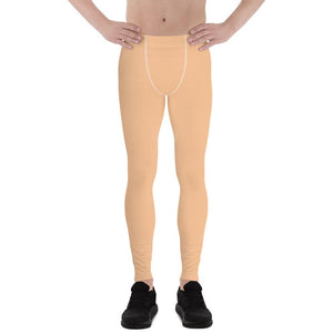 Nude Beige Solid Color Meggings, Premium Men's Leggings Tights Pants - Made in USA/EU-Men's Leggings-XS-Heidi Kimura Art LLC