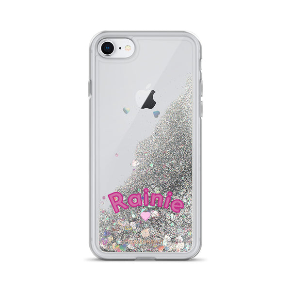 Custom Name Glitter iPhone Case, Liquid Glitter Phone Case-Heidi Kimura Art LLC-Silver-iPhone 7/8-Heidi Kimura Art LLC