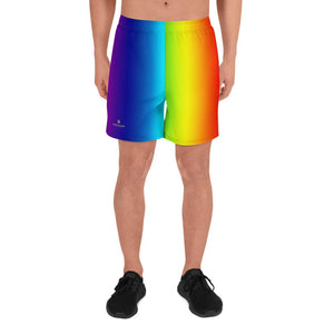 Bright Rainbow Ombre Print Men's Athletic Long Shorts Best Workout Shorts- Made in EU-Men's Long Shorts-XS-Heidi Kimura Art LLC