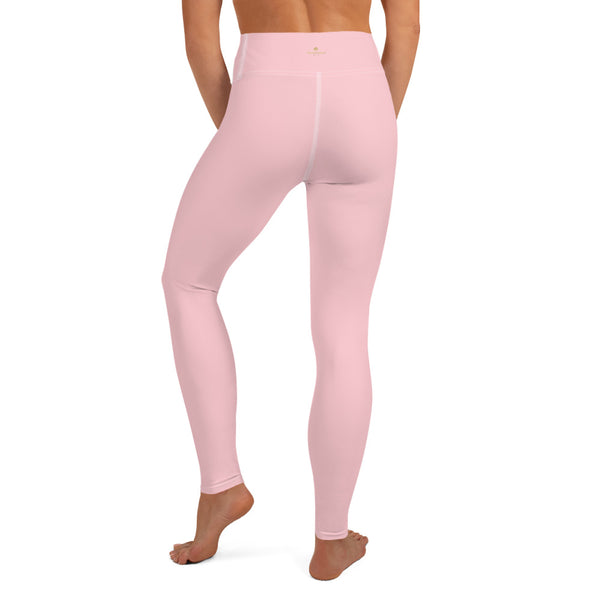 Light Ballet Pink Pastel Soft Solid Color Women's Yoga Pants Leggings- Made in USA/ EU-Leggings-Heidi Kimura Art LLC