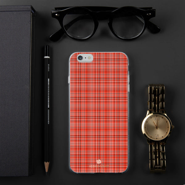 Red Plaid Print iPhone Case, Tartan Print Phone Case-Printed in USA/EU-Heidi Kimura Art LLC-iPhone 6 Plus/6s Plus-Heidi Kimura Art LLC