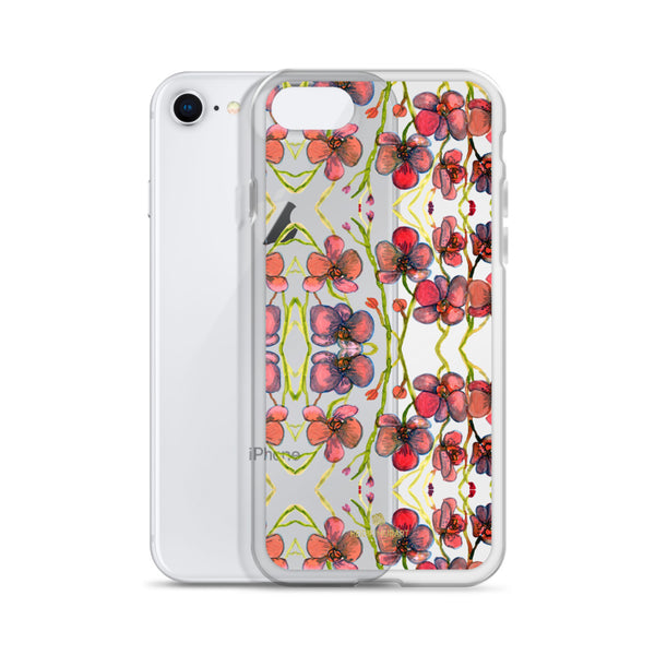 Red Orchids Print iPhone Case, Floral Orchid Phone Cases-Printed in USA/EU-Heidi Kimura Art LLC-Heidi Kimura Art LLC