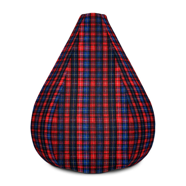 Red and Blue Tartan Plaid Print Water Resistant Polyester Bean Sofa Bag-Bean Bag-Heidi Kimura Art LLC