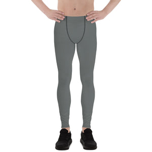 Solid Gray Color Classic Designer Men's Leggings Tights Yoga Pants - Made in USA /EU-Men's Leggings-XS-Heidi Kimura Art LLC