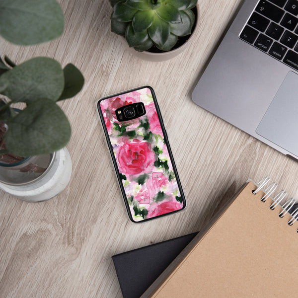 Pink Rose Floral Print Samsung Case, Flower BPA Free Phone Case-Printed in USA/EU-Heidi Kimura Art LLC-Heidi Kimura Art LLC