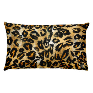 Leopard Print Pillow Case, Cute Animal Print 20”x12” Throw Pillow Case - Made in USA/EU-Pillow-Heidi Kimura Art LLC