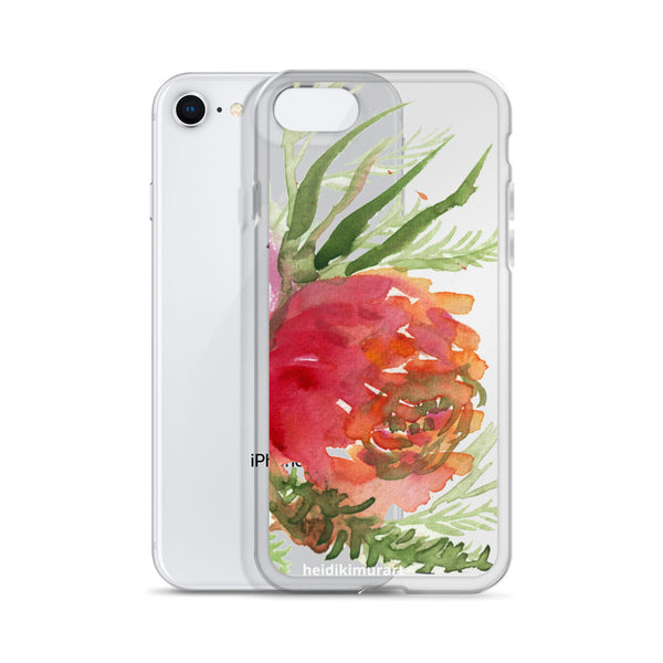 Orange Red Rose Floral Print, iPhone X | XS | XR | XS Max | 8 | 8+ | 7| 7+ |6/6S | 6+/6S+ Case- Made in USA-Phone Cases-Heidi Kimura Art LLC