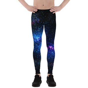 Purple Galaxy Space Universe Print Premium Men's Leggings Meggings Long Pants-Men's Leggings-XS-Heidi Kimura Art LLC