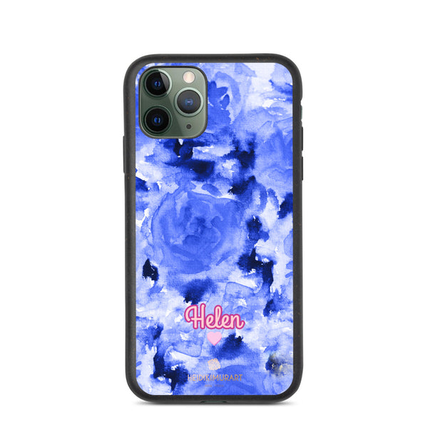 Blue Floral Eco-Friendly Phone Case, Rose Flower Print Biodegradable Phone Case-Heidi Kimura Art LLC-iPhone 11 Pro-Heidi Kimura Art LLC