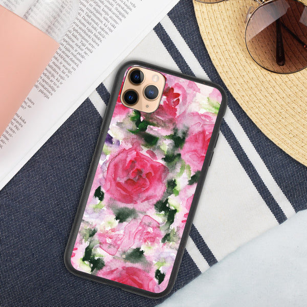 Floral Print Biodegradable Phone Case, Pink Rose Flower Abstract Best Environmentally, Recycled Eco-Friendly Abstract Rose Flower Print iPhone Case-Printed in EU, Eco-Friendly Phone Cases, Biodegradable Phone Cases for Vegan Lovers, Phone Cases For iPhone 7 Plus/ 8 Plus, iPhone X/ iPhone 10, iPhone XS/ XR/ XS Max, iPhone 11, iPhone 11 Pro, iPhone 11 Pro Max