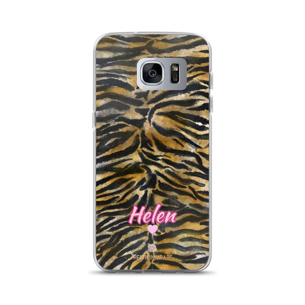 Custom Name Tiger Stripe Samsung Case, Animal Print Phone Case-Heidi Kimura Art LLC-Samsung Galaxy S7 Edge-Heidi Kimura Art LLC